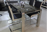 宜家 现代客厅餐桌大理石现代简约家具不锈钢餐桌
