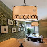 简约现代美式亚麻布艺吊灯餐厅卧室书房单头圆形艺术吊灯