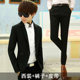 秋季韩版小西装男士长袖修身潮外套2015青少年商务休闲西服套装
