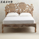 东南亚家具老榆木原木头床纯实木泰式风格卧室全实木1.8米双人床