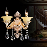 欧式水晶壁灯锌合金客厅背景墙壁蜡烛床头灯楼梯过道单双头壁灯具