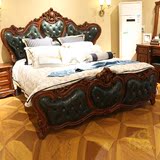 开放漆木纹 美式奢华 欧式纯实木家具 1.8米全实木床双人床 新款3