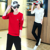 蘑菇街学生运动套装女韩版秋季时尚休闲长袖卫衣纯棉长裤两件套潮