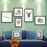 全悦客厅装饰画现代简约挂画 创意北欧鹿头照片墙沙发背景墙画