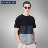 Lilbetter男装T恤 撞色拼接青少年学生短袖夏潮流修身半袖男体恤