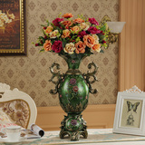 欧式复古奢华双耳树脂花瓶花器家居客厅玄关桌面花插工艺装饰摆件