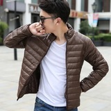 韩版冬季韩版立领短款修身薄款超薄青年男装外套男士轻薄羽绒服男
