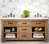 现代美式北欧实木风化法式橡木落地柜浴室柜卫浴面盆柜手盆组合