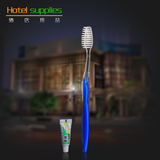 酒店一次性牙刷牙膏套装 宾馆旅社蓝色色软毛牙具二合一洗漱用品