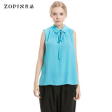 Zopin/作品女装2015夏装减龄娃娃领衬衫 修身女上衣时尚钉珠衬衣