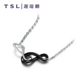TSL谢瑞麟 银S925 黑色陶瓷项链 指语系列  鏈長45cm钻石项链  PU