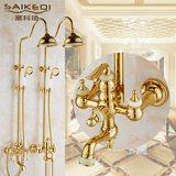 欧式金色镀金升降全铜淋浴器花洒套装浴室龙头增压淋雨喷头卫浴