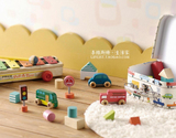 日本正版 天然木质玩具 小伙伴搭积木 创意DIY公交汽车/蛋糕商店