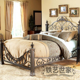 新品上市 高档欧式铁艺床 主卧双人床 1.8米大床 钢木床定制铁床