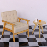 中式小户型实木单人布艺沙发组合韩式双人简约家具简易日式沙发椅