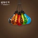 美式餐厅吧台创意吊灯个性复古灯具LED简约彩色泡泡球玻璃吊灯