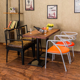 美式loft工业风酒吧台桌椅组合咖啡餐厅复古做旧创意铁艺沙发椅子