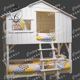 卡蒂定制儿童家具欧式美式创意实木 树屋床 儿童床男孩上下高低床