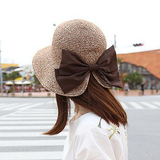 帽子女夏季韩版蝴蝶结款草帽防紫外线出游防晒帽可折叠度假太阳帽