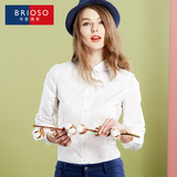 BRIOSO新款百搭女士白衬衫 女通勤韩版时尚潮流纯棉长袖衬衣