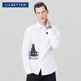 Lilbetter男士衬衫长袖 秋季薄款打底寸衫动物印花衬衣纯棉衬衫男