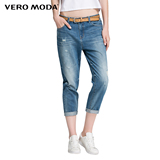 Vero Moda2016秋季新款男友风破洞水洗九分纯棉牛仔裤|316349009
