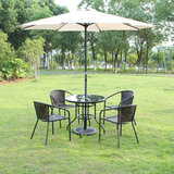 藤桌椅 户外桌椅伞庭院三件套藤椅茶几花园铁艺阳台室外桌椅组合