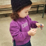 韩国童装女童春款长袖卫衣中小童字母印花上衣宝宝套头衫加绒外套