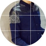 2016春季新款男士韩版修身外套pu皮拼接夹克休闲针织纯棉男装上衣