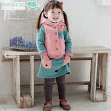 女童春装新款韩国原单小童装加绒加厚保暖套装棉服韩范时尚两件套