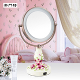 帝门特带LED灯化妆镜 大号双面台式梳妆镜 欧式创意公主结婚镜子