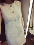 韩国东大门代购2016春夏女装高级定制D家气质浮雕提花连衣裙