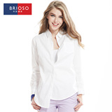 BRIOSO春秋装新款女士衬衫白衬衣 女装长袖纯棉性感职业修身上衣