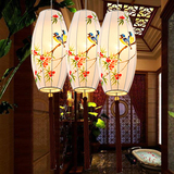 中式古典手绘国画布艺吊灯仿古茶楼酒店客厅卧室书房餐厅过道灯