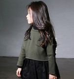 女童卫衣15春秋新款韩版童装中大童纯棉刺绣上衣儿童短款T恤外套