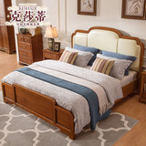 克莎蒂美式实木框架床1.8米大床皮软靠双人床1.5M卧室成人床BN3A