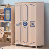 欧式儿童衣柜三门衣柜平开门衣橱韩式田园实木储物柜儿童套房家具