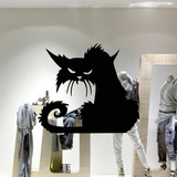 aw9421 外贸vinly 万圣节黑色猫咪玻璃贴纸 个性装饰墙贴画大号