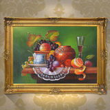欧式客厅别墅玄关餐厅古典静物水果有框装饰画手绘手工油画DLA388