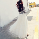 【百元2件】新款女装韩版半身裙长裙蓬蓬裙白色多层网纱裙