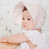 M197韩国进口正品镂空凉爽大帽檐公主帽子婴儿童全棉护耳宝宝胎帽