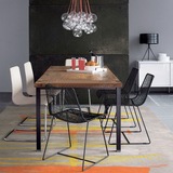 北欧简约复古实木餐桌 loft原木餐厅简易长桌 美式设计师办公桌