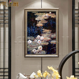 名画临摹手绘油画莫奈印象画ML6睡莲 欧式壁炉玄关餐厅装饰有框画