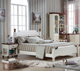 地中海全实木床美式乡村风格床田园1.5 1.8米 双人床婚床卧室家具