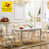 橡木西餐桌 欧式餐桌大理石实木餐桌椅组合 法式餐台长方形饭桌