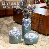 家居装饰陶瓷摆件 桌面青花瓷花瓶仿真插花器 创意中式艺术工艺品