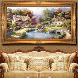 简约欧式客厅酒店装饰画托马斯花园风景有框纯手工手绘油画横现代