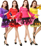 夏季舞蹈服新款广场舞服套装 健身运动跳舞服装 玫瑰短裙表演出服