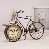 欧式创意复古做旧铁艺自行车座钟 装饰仿古座钟客厅时钟摆件摆设