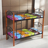 双层橡木铁艺床 儿童床 子母 上下床 公寓床 实木铁床 高低床
